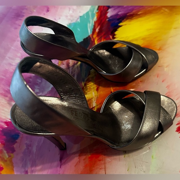 FERRAGAMO Metallic Leather Slingback Heels - Picture 5 of 8